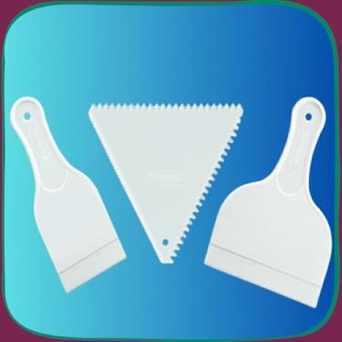 Imagem de Kit Confeiteiro Decore Fácil 3 Espátulas Para Decoração De Bolos Chantilly Cobertura Creme Recheio