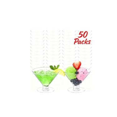 Imagem de Meolibour Copos de Martini de Plástico Descartáveis 50 Peças para Festas 142 g, Copos de Parfait de Sobremesa Transparentes Inquebráveis, Mini Copos de Martini para Festa de Casamento, Tigela de Vinho