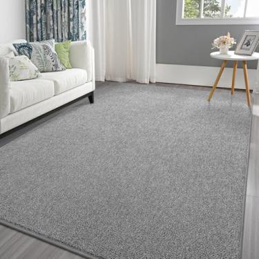 Imagem de Pettop Tapetes cinza 12 x 18 cm para sala de estar, quarto, tapete de espuma viscoelástica espessa, tapete moderno minimalista super macio para crianças, meninos e meninas, tapetes antiderrapantes e