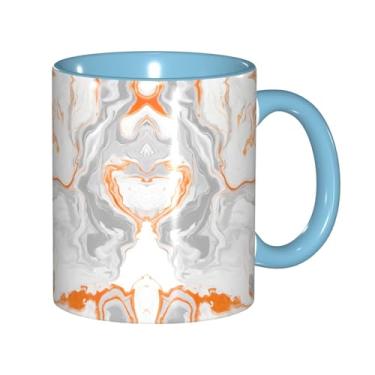 Imagem de Zeraoke Caneca de café criativa com textura de mármore com estampa de respingos de cobre, personalizada, presente para a família, tamanho de 325 ml, unissex