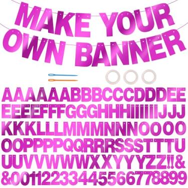 Imagem de BEISHIDA Double-sided Purple 116 PCS DIY Letter Banner Kit Make Your Own Banner,Including 111 Letters and Numbers 3 Rope and 9 Threading Device,Customized for Birthday Graduation Wedding Decor