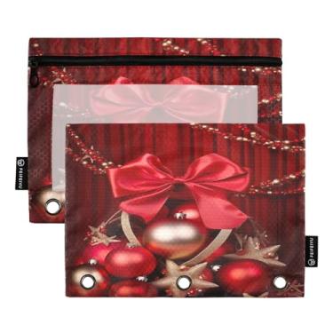 Imagem de Wassud Fitas e laços de Natal, pacote com 2 pastas para fichário, pastas de bolso com 3 furos, pasta organizadora para casa, escritório