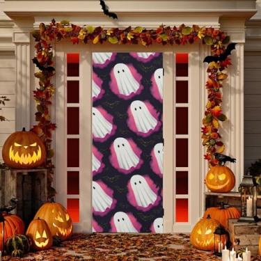 Imagem de Wassud Boo-boos Decoração de capa de porta de Halloween banner interno externo decoração de casa de varanda grande decoração de porta da frente 81 x 189 cm