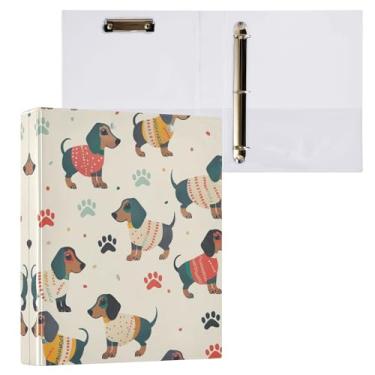 Imagem de Qilmy Organizador de fichário redondo de cachorro fofo, fichário de 3 anéis com prancheta (carta A4), fichário fofo para material de escritório escolar 999