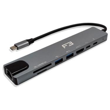 Imagem de Hub Adaptador Tipo-C 8 Em 1 Para Hdmi Usb 3.0 Sd/Micro F3