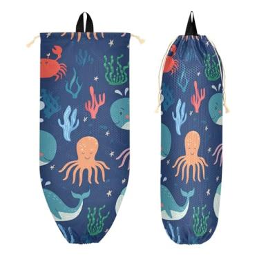 Imagem de xigua Suporte de saco plástico de polvos de desenho animado com cordão 1 pacote, organizador de sacolas de supermercado reutilizável para bolsas, meias, roupas íntimas e gravatas