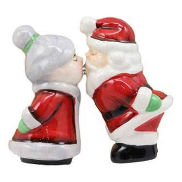 Imagem de Conjunto de saleiro e pimenteiro magnético Ebros beijando o Sr. e a Sra. Papai Noel, Papai Noel, Pai, Natal, Conjunto de Saleiro e Pimenteiro Estatuetas de Cerâmica Festa Cozinha Mesa Adereço Colecionável Jolly Holiday Season Saudações Decorativas
