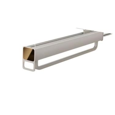 Imagem de Hhsdyl Varão Roupeiro Retrátil, para Varão Serviço Roupeiro Suporte Telescópico Calças Roupeiro Armário Raso Organizar Calças e Roupas,Cashmere gray,55cm