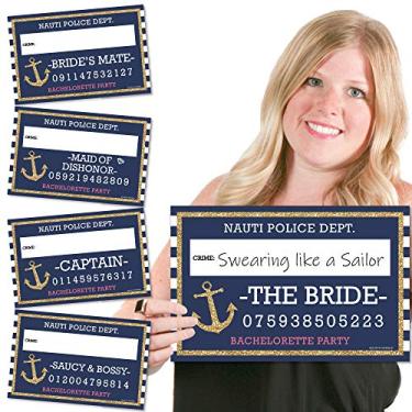 Imagem de Big Dot of Happiness Last Sail Before the Veil – Canecas de festa de despedida de solteira e chá de panela náutica – Acessórios para cabine fotográfica de festa – 20 unidades