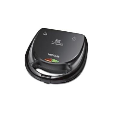 Imagem de Sanduicheira Elétrica Fast Gril Toast, 750W, 127V, Antiaderente, Abertura 180°, Inox Preto, 22x18,5x5,5cm