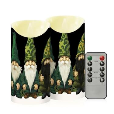 Imagem de Wassud Pacote com 2 velas de cinco gnomos sem chama com controle remoto, velas realistas cintilantes com temporizador, velas decorativas para Natal, casamento, festa, decoração de casa média