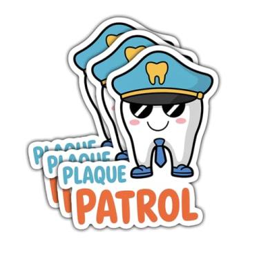Imagem de Adesivos dentários de patrulha de placa, adesivos engraçados de higiene de policiamento dental para dentista, higienista, assistente dentário, estudantes, adolescentes, adultos, vinil para laptop