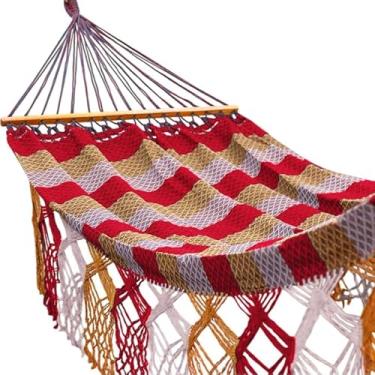Imagem de Rede de Dormir Casal Grande com Madeira Luxo Reforçada para Descanso(Tricolor)