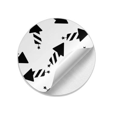 Imagem de Adesivos Redondos de Ano Novo 25 Unidades Foguetes Festivos e Fogos de Artifício - Tamanho 50x50cm