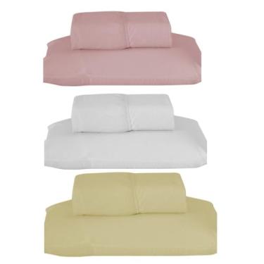 Imagem de Kit 3 Jogos de Lençol Solteiro com Elástico, 188x88x30cm, 80% Algodão 20% Poliéster, Percal 180 Fios, Cores Variadas, Inclui 3 Lençóis e 3 Fronhas (Amarelo/Branco/Rosa)