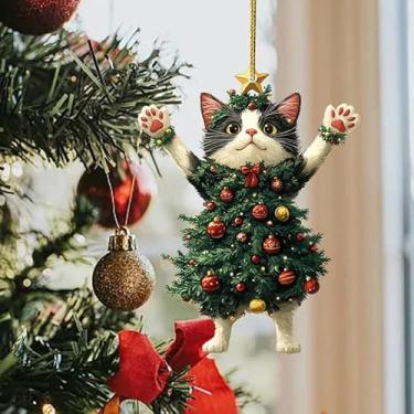 Imagem de 1 pingente de árvore de Natal, enfeites de acrílico para pendurar na parede, decoração de árvore de Natal, suprimentos de festa, presente de ano novo, estilo 2 (6,1 x 8 x 0,1 cm)