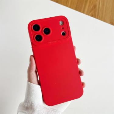 Imagem de Capa de celular em silicone líquido com 20 opções de cores para iPhone 17, 16, 15 Pro Max Plus, capa protetora macia em TPU, vermelha, para iPhone 16 Pro