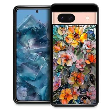 Imagem de CARLOCA Capa compatível com o Google Pixel 8A para meninas à prova de choque antiarranhões capa traseira de PC rígida estética padrão de moda flores coloridas mosaico 3D vintage