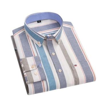 Imagem de Camisa Social Masculina De Manga Longa Em Oxford 100% Algodão Com Esta
