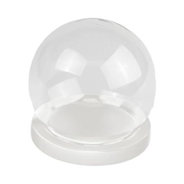 Imagem de Wswqop Cúpula de vidro para exibição de terrários, decorativa, em formato de bola, com tampa e suporte para colecionáveis ​​e decoração de flores, Base Plana Branca