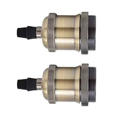 Imagem de aqxreight 2 Peças Soquete de Lâmpada Vintage retrô Suporte de Lâmpada de Alumínio Acessórios Faça você Mesmo para Vintage E26/27Bronze Amarelo Sem Operação Máxima para Durabilidade Lata de Alumínio