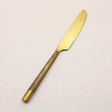 Imagem de Utensílios de mesa de latão puro, colher de comida ocidental de latão, garfo de comida ocidental, facas de comida ocidental, talheres de latão (faca)