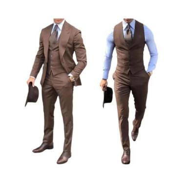 Imagem de Terno Clássico Masculino Preto 3 Peças Com Lapela Pontuda Para Noivos,