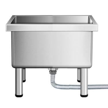 Imagem de Bacia de serviço de esfregão de aço inoxidável, pia de esfregão de piso comercial, bacia de esfregão de montagem no chão, balde de esfregão utilitário, pia utilitária independente, pia interna e