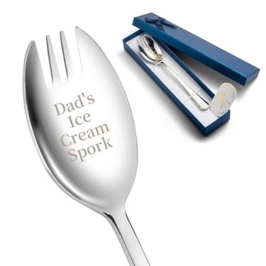 Imagem de Alata Presente de garfo para papai, 1 pacote com garfo de aço inoxidável de grau alimentício, garfos de salada de 14 cm para sobremesa, sorvete, salada, sopa, macarrão, espaguete, pode ser lavado na