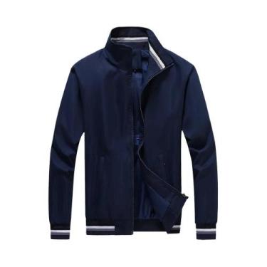 Imagem de Jaqueta Masculina Corta-Vento Com Zíper Cor Sólida Confortável Para La