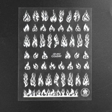 Imagem de Semme Chama Decalques Arte do Prego Auto Adesivo Não Tóxico Adesivos de Unhas Decoração Manicure para Meninas 4 Pacote 10.5x8cm (Ouro preto e branco)