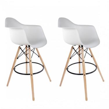 Imagem de Kit 2 Banquetas Dsw-m Eames Arm Empório Tiffany Branco