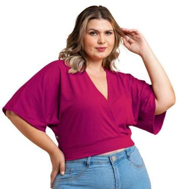 Imagem de Blusa Manga Morcego Feminino Canelada Social Manga 3/4 Tecido Leve - H