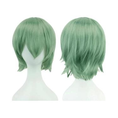 Imagem de Peruca Curta Unissex De 12 Polegadas Em Rosa, Loiro E Laranja Com Fran