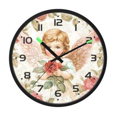 Imagem de SEHANY Lindo relógio de parede anjo silencioso sem tique-taque relógio redondo operado por bateria 30 cm controle de som luz noturna relógios de parede para sala de estar, cozinha, quarto, escritório