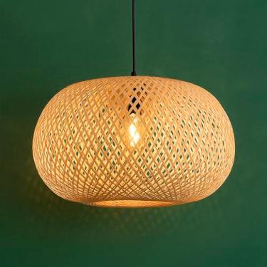 Imagem de 3 Pendente Palha Bambu Fibra Natural Boho Restaurante Fib01