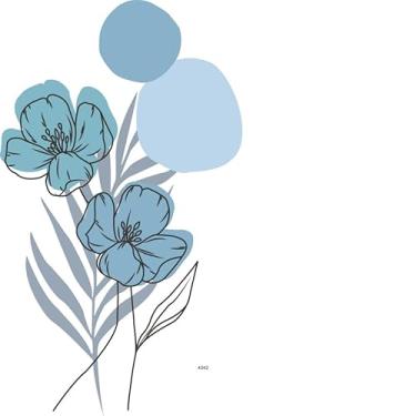 Imagem de Adesivo de Parede Floral Lavável Autocolante – Papel de Parede Decorativo Minimalista para Sala Quarto e Cozinha (Azul Claro,1,20x70)