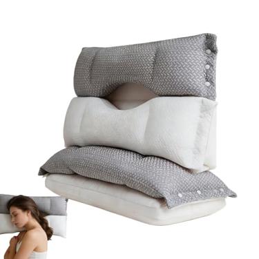 Imagem de Travesseiro Para Dormir - Com Fechamento por Botão Removível e Lavável,Almofada de Dupla Camada para Quem Dorme de Lado - Para Adultos Seniores Homens Mulheres Hotel Viagem Sofá Dormitório Descanso Se