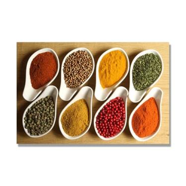 Imagem de NHLDZYH Tela decorativa cozinha, arte vintage especiarias coloridas, arte de parede quadros para sala de estar quarto cozinha. C102. 70 x 105 cm. Apenas tela