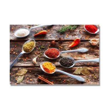 Imagem de NHLDZYH Arte de parede em tela colorida para especiarias e colher de tempero | Decoração de cozinha vintage | Arte moderna para casa e sala de jantar. C84. 30 x 45 cm-11,8 x 17,7 pol. Somente tela