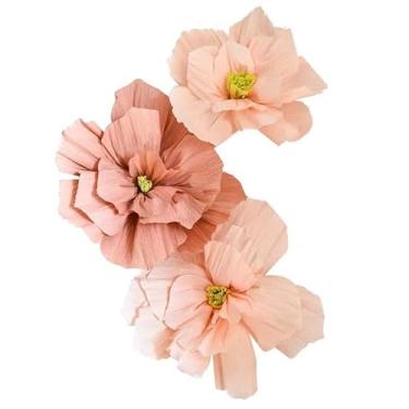 Imagem de Dllesifvn Decoração de parede de flores de papel 3D, flores de crepe de tecido artificial em rosa escuro, rosa claro, pêssego, bege, branco para casamento, aniversário, chá de bebê, pano de fundo de