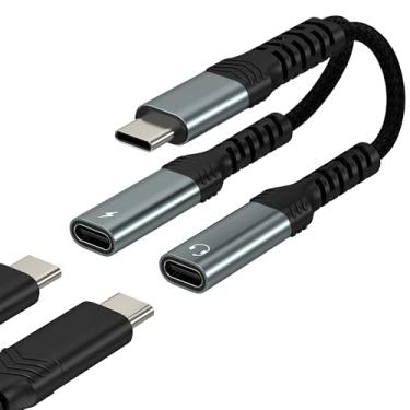 Imagem de Adaptador de cabo de fone de ouvido USB C divisor (2 em 1) duplo tipo C para iPhone 17 16 15 Pro Max Audio Jack Dongle Cabo auxiliar de carregamento rápido para Apple para várias portas, carro