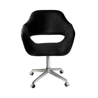 Imagem de Poltrona Decorativa Zara Pé Giratório de Metal Sala Recepção Preto