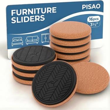 Imagem de PISAO 9cm Deslizadores de Móveis de Feltro para Pisos de Madeira, 16 Peças de Almofadas de Móveis para Pisos de Madeira, Transportadores de Móveis para Móveis Pesados, Mova Móveis Facilmente