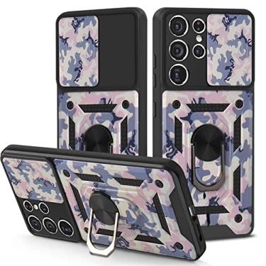 Imagem de FULNES Proteção de telefone à prova de choque de camuflagem de luxo masculina para iPhone 12 11 Pro Max PC capa de telefone com suporte de anel de janela de pressão (Cor: rosa, Tamanho: para iPhone 11 Pro)