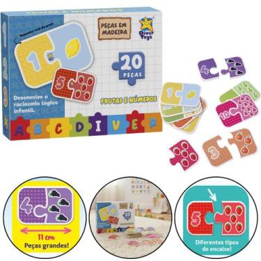 Imagem de Quebracabeça Infantil Pedagógico Abc Frutas Números Em Mdf Divertoys