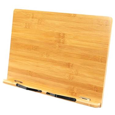Imagem de Suporte giratório 360 grande para livros didáticos de bambu, 38 x 28 cm, suporte para livros didáticos, mãos livres na cama, suportes para cozinha (rotação de 360° (15,4 x 11 polegadas))