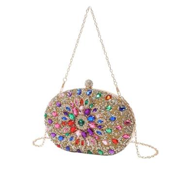 Imagem de FFHAO Bolsa feminina de mão de girassol moderna bolsa clutch com corrente de diamante, Colorido., One Size