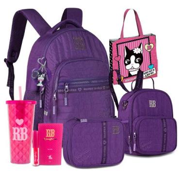 Imagem de Kit Mochila Escolar Estojo Lancheira Térmica Rebecca Bonbon, RB27001 R