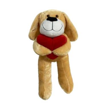 Imagem de Cachorro Abraçado com Coração de Pelúcia 50cm Presente Fofinho - LuckB
